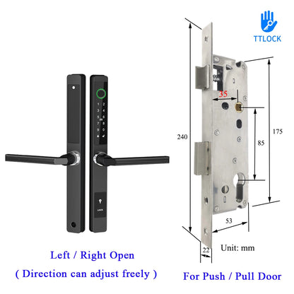 Waterproof Smart Lock – Fingerprint, Password & Card Access for Sliding Doors