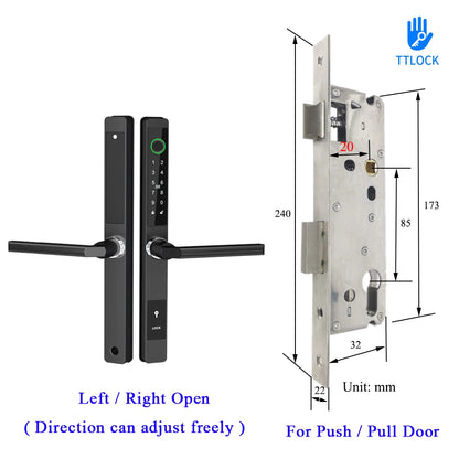Waterproof Smart Lock – Fingerprint, Password & Card Access for Sliding Doors