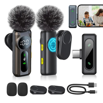 2-Pack Wireless Lavalier Clip-On Microphones